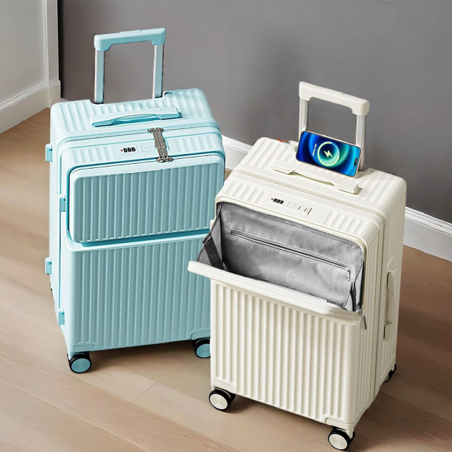 行李箱新款多功能拉桿箱前置開口萬向輪旅行大容量學生密碼箱